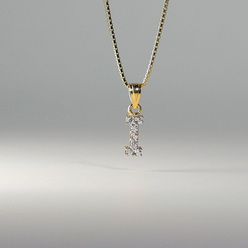 Gold Cubic Zirconia Letter I Pendant | A-Z Pendants - Charlie & Co. Jewelry