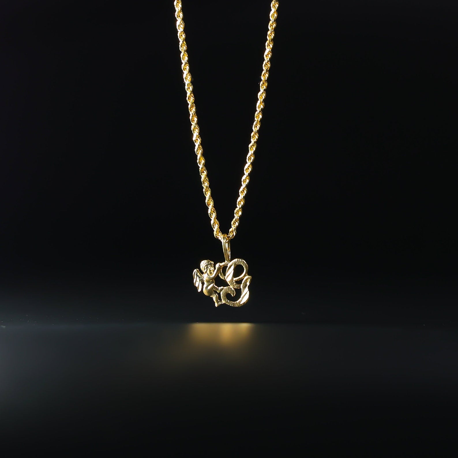 Gold Angel Letter G Pendant | A-Z Pendants - Charlie & Co. Jewelry