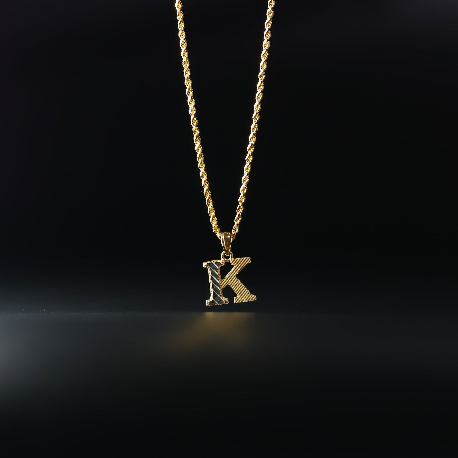 Gold Bold Letter K Pendant | A-Z Pendants - Charlie & Co. Jewelry
