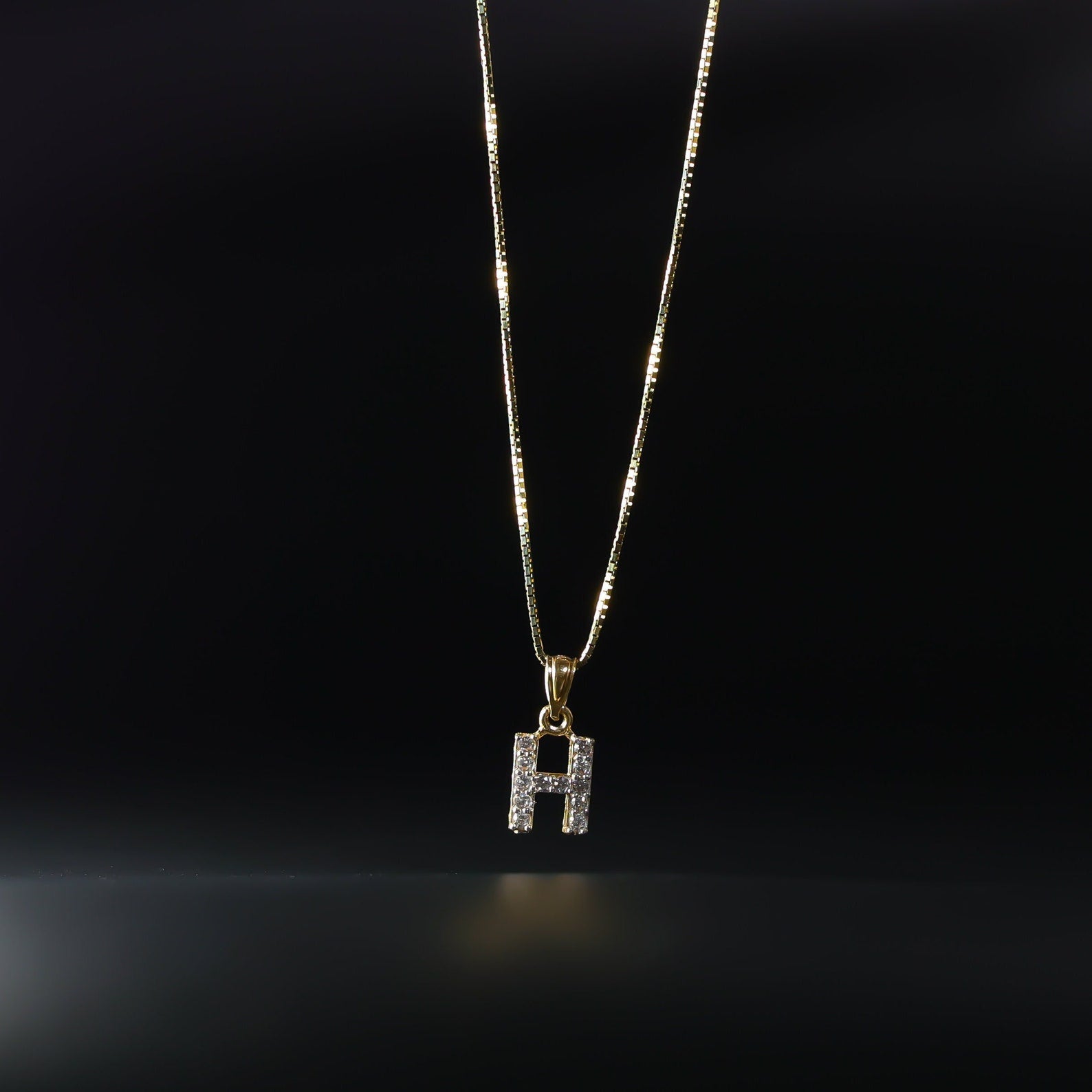 Gold Cubic Zirconia Letter H Pendant | A-Z Pendants - Charlie & Co. Jewelry