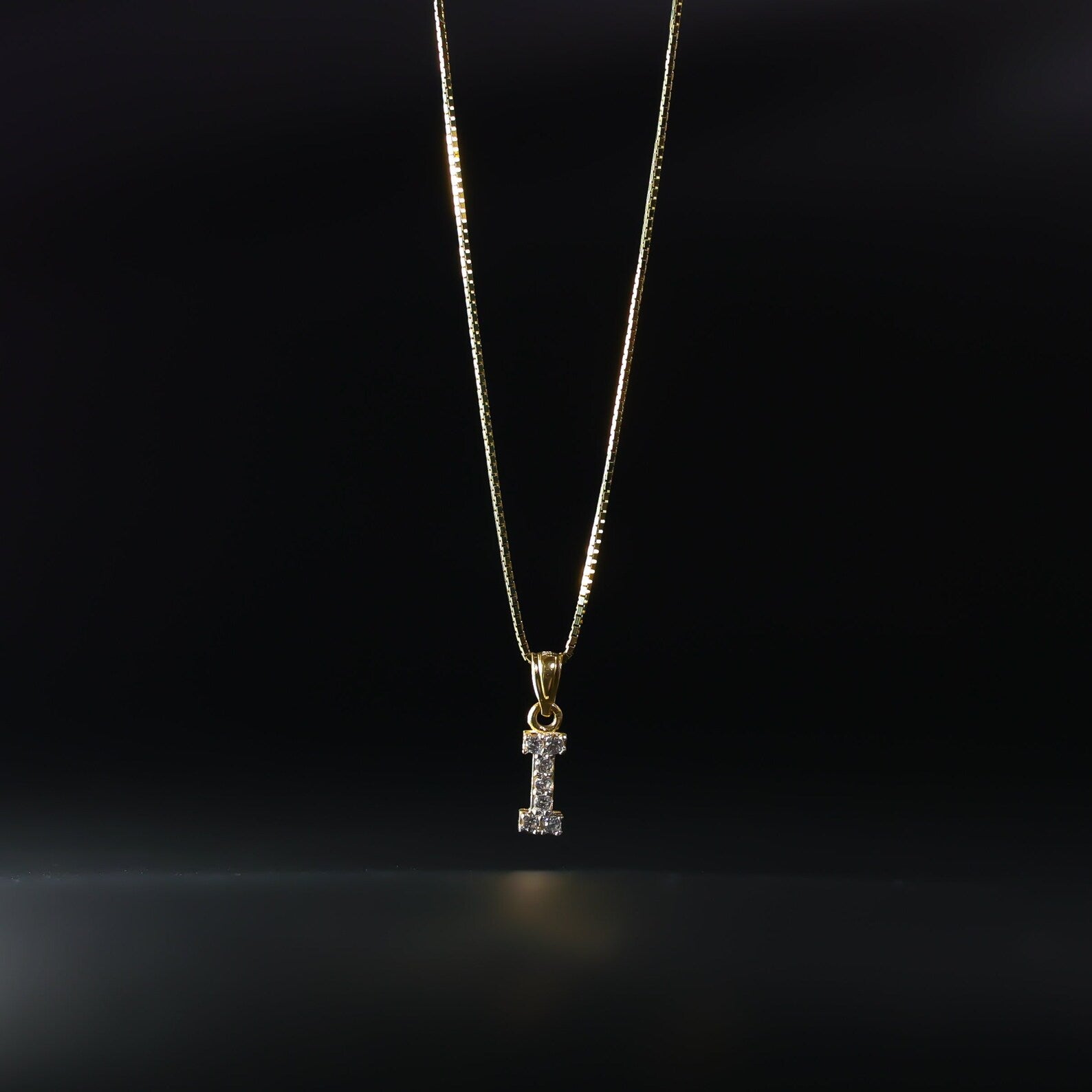 Gold Cubic Zirconia Letter I Pendant | A-Z Pendants - Charlie & Co. Jewelry