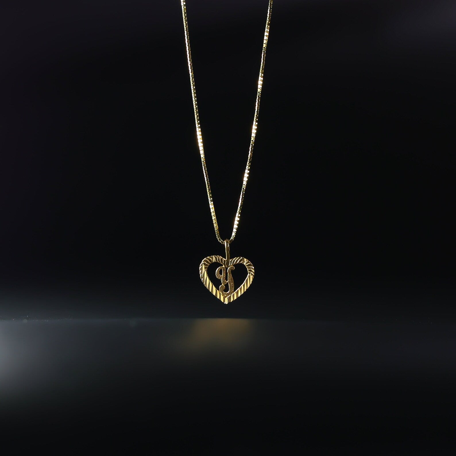 Gold Heart-Shaped Letter Y Pendant | A-Z Pendants - Charlie & Co. Jewelry