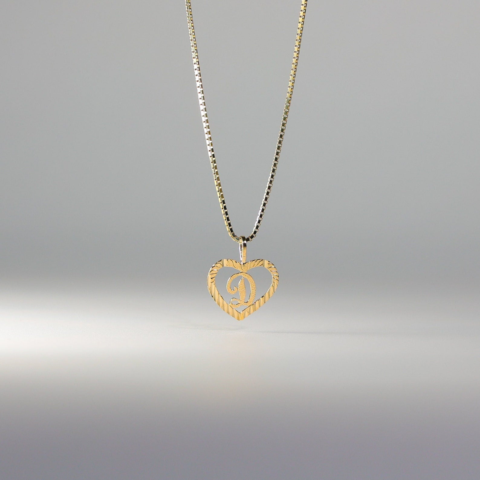 Gold Heart-Shaped Letter D Pendant | A-Z Pendants - Charlie & Co. Jewelry