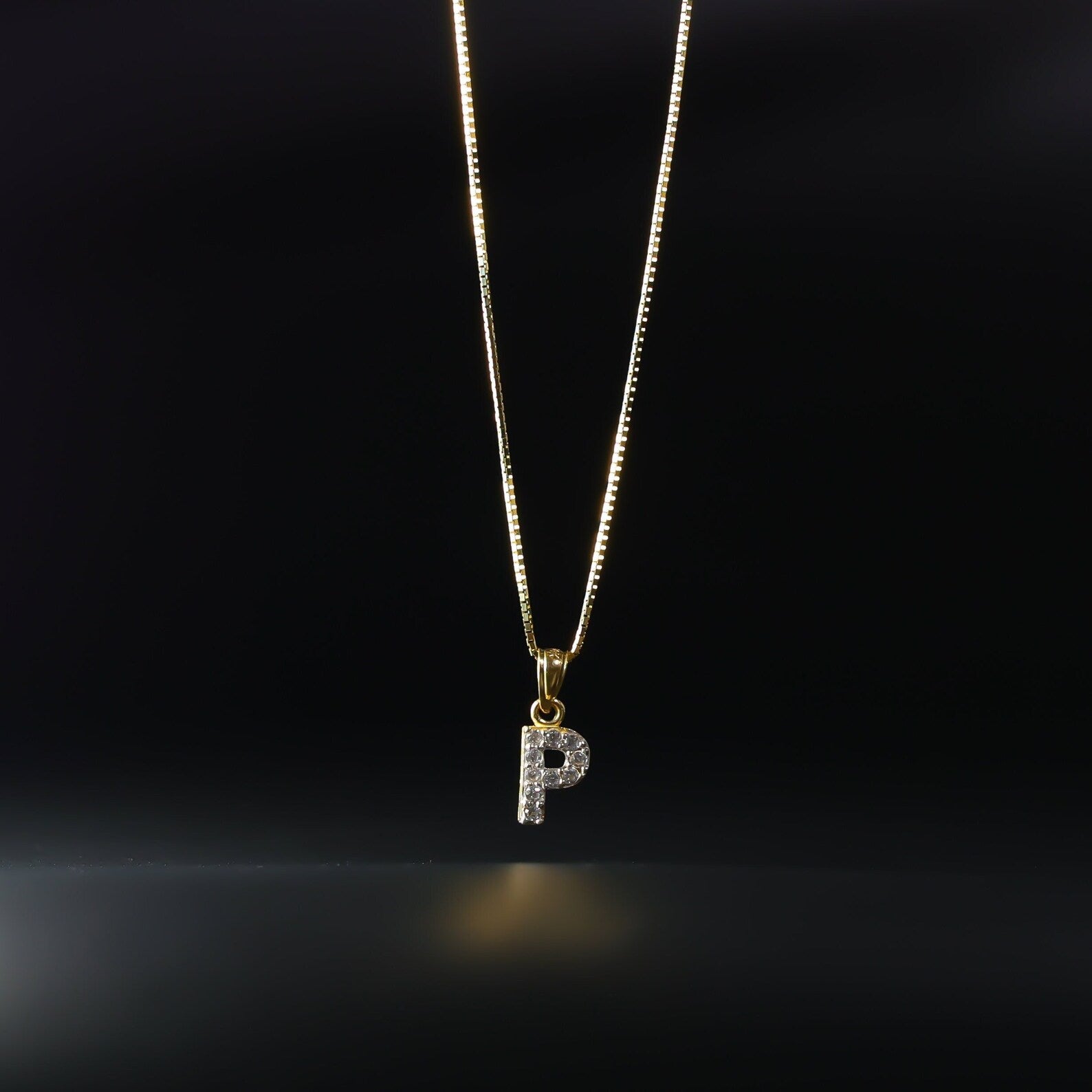 Gold Cubic Zirconia Letter P Pendant | A-Z Pendants - Charlie & Co. Jewelry