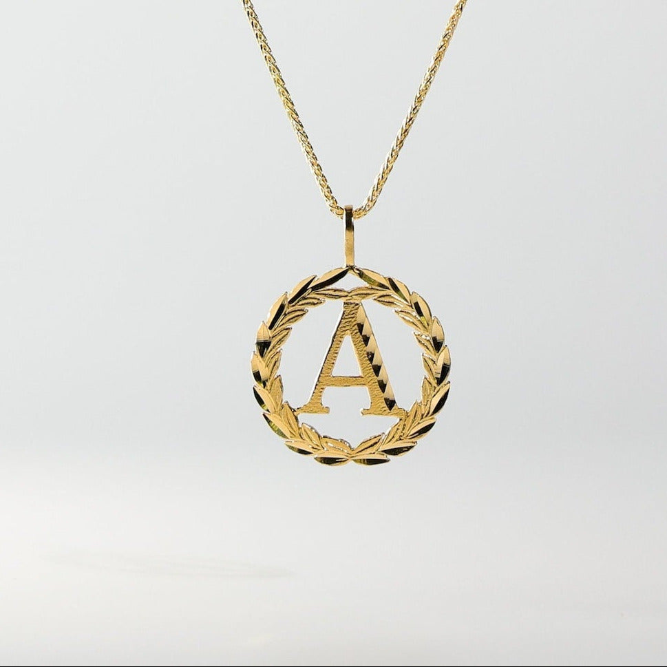 Gold Wreath A Initial Pendant | A-Z Pendants - Charlie & Co. Jewelry