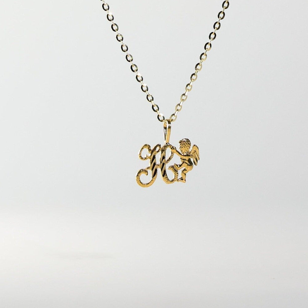 Gold Angel Letter H Pendant | A-Z Pendants - Charlie & Co. Jewelry