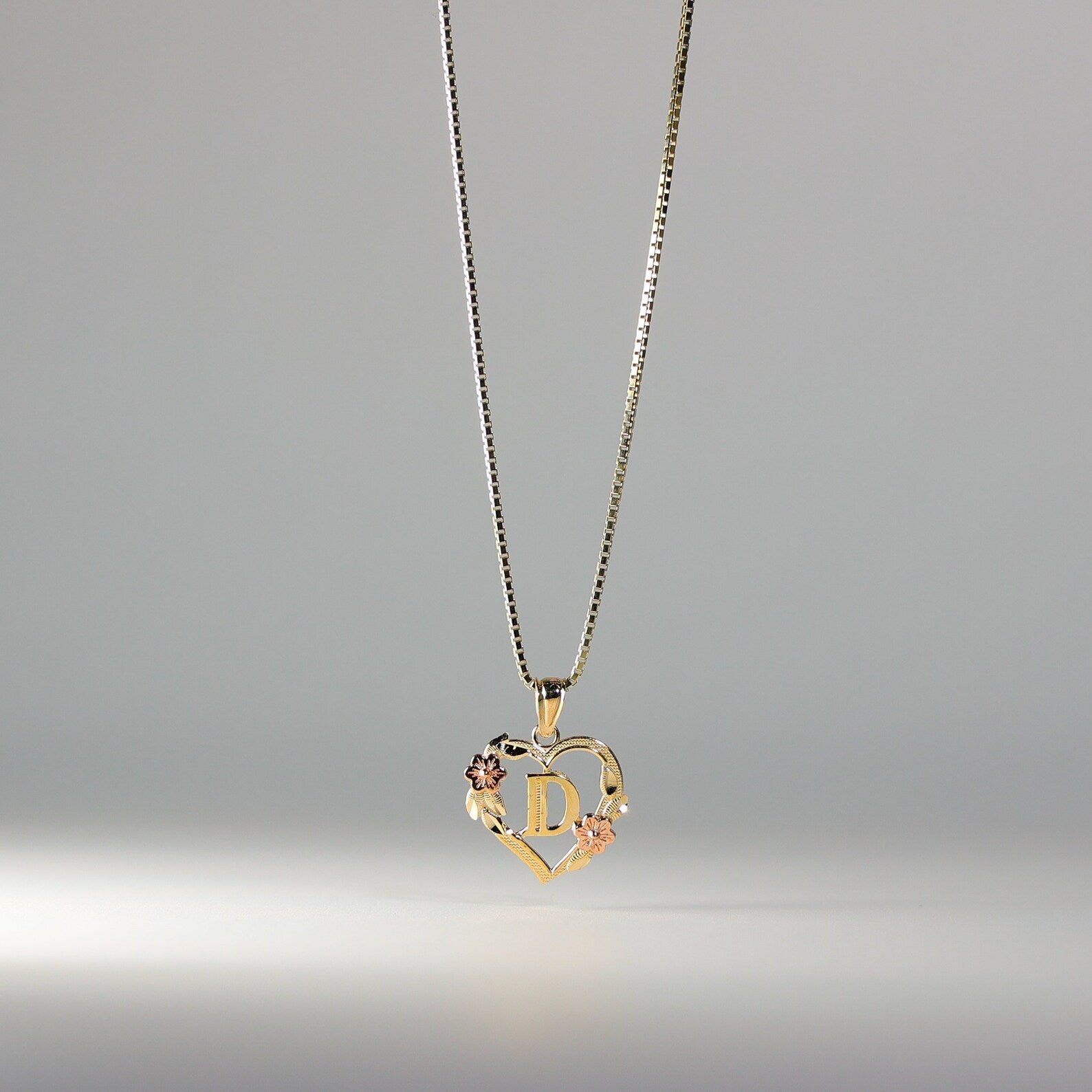 Gold Heart Initial D Pendant | A-Z Pendants - Charlie & Co. Jewelry