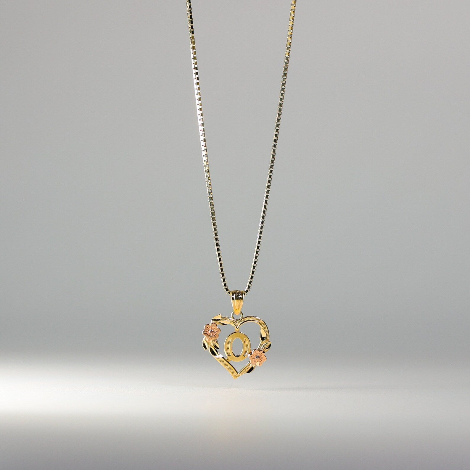 Gold Heart Initial O Pendant | A-Z Pendants - Charlie & Co. Jewelry