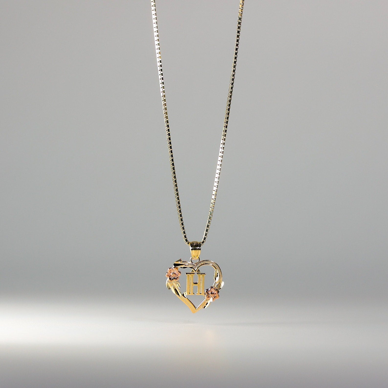 Gold Heart Initial H Pendant | A-Z Pendants - Charlie & Co. Jewelry