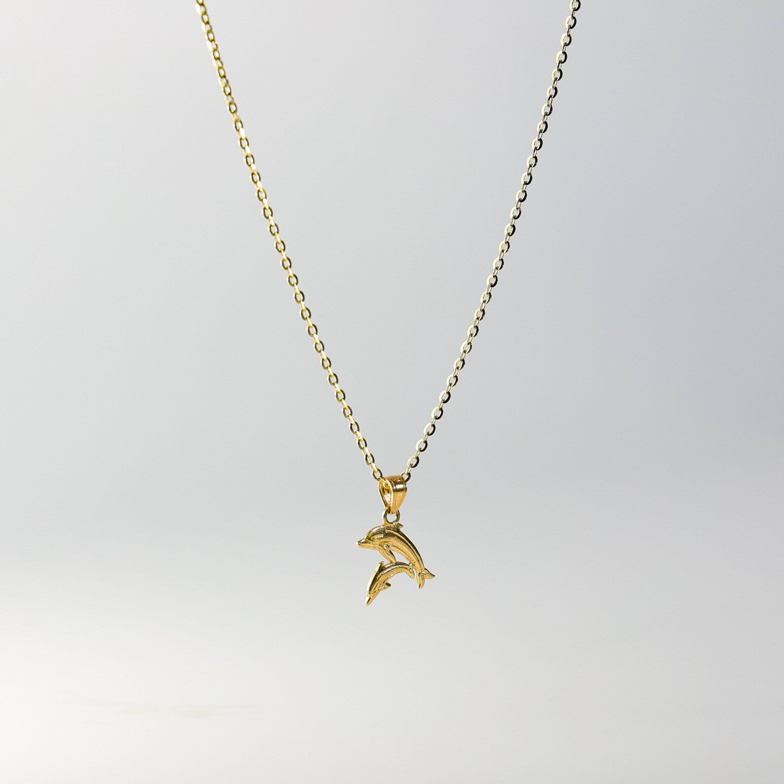 Gold Douple Dolphin Pendant Model-1675 - Charlie & Co. Jewelry
