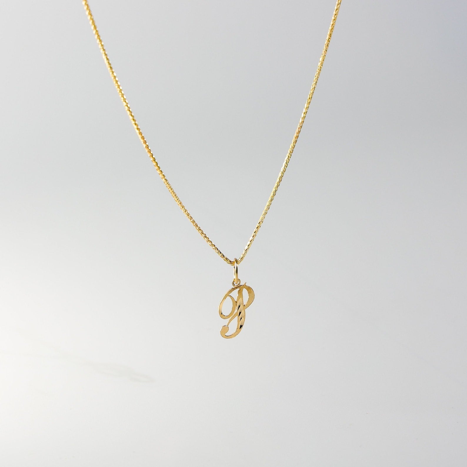 Gold Calligraphy Letter P Pendant | A-Z Pendants - Charlie & Co. Jewelry