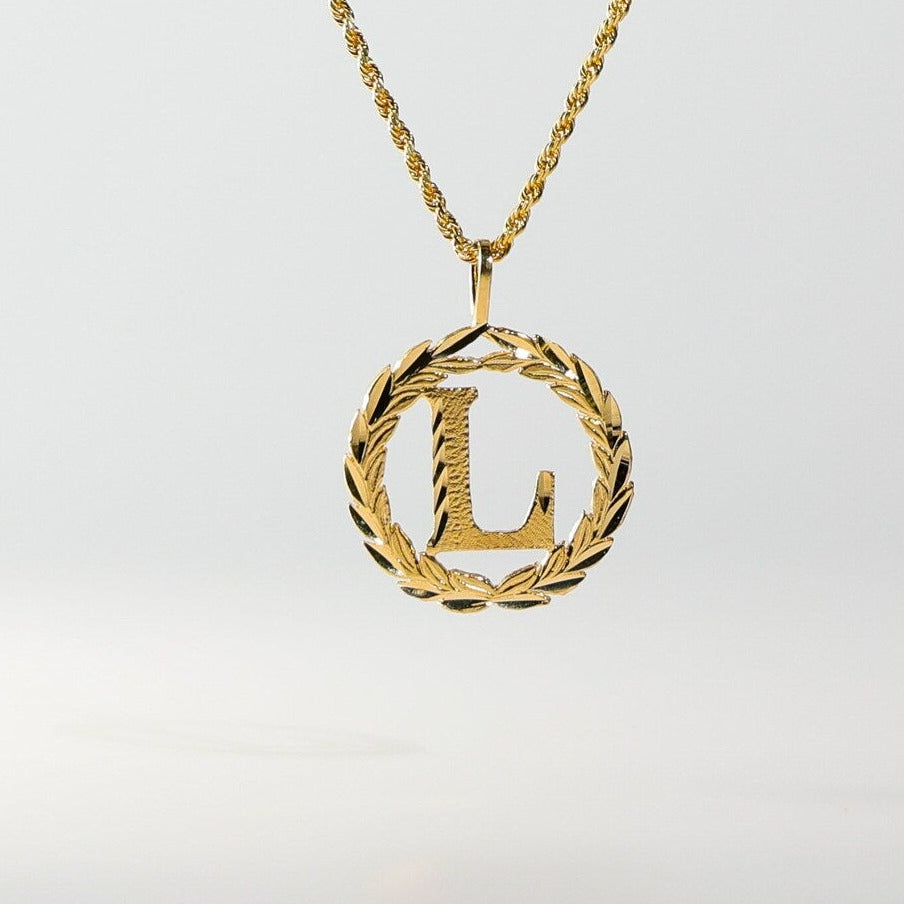 Gold Wreath L Initial Pendant | A-Z Pendants - Charlie & Co. Jewelry