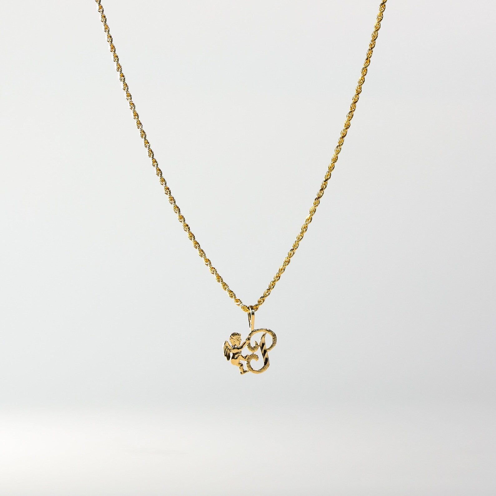 Gold Angel Letter P Pendant | A-Z Pendants - Charlie & Co. Jewelry
