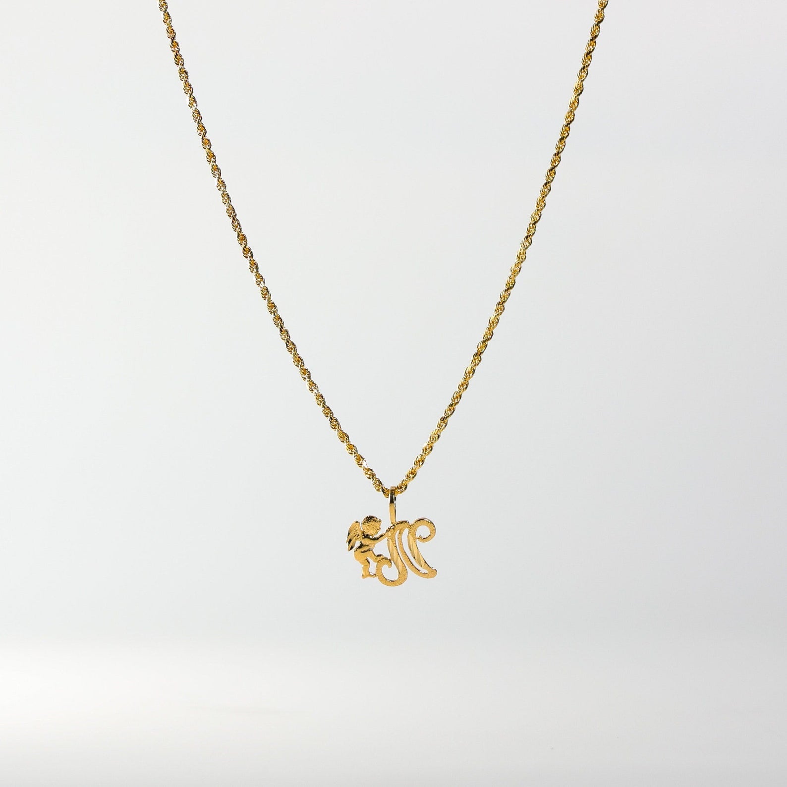 Gold Angel Letter N Pendant | A-Z Pendants - Charlie & Co. Jewelry