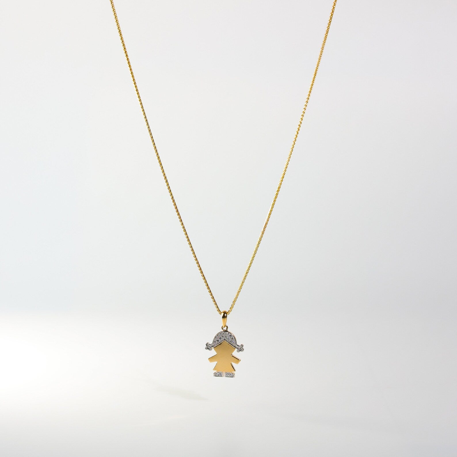 Gold Girl Pendant Charm With Stones Model-2001 - Charlie & Co. Jewelry