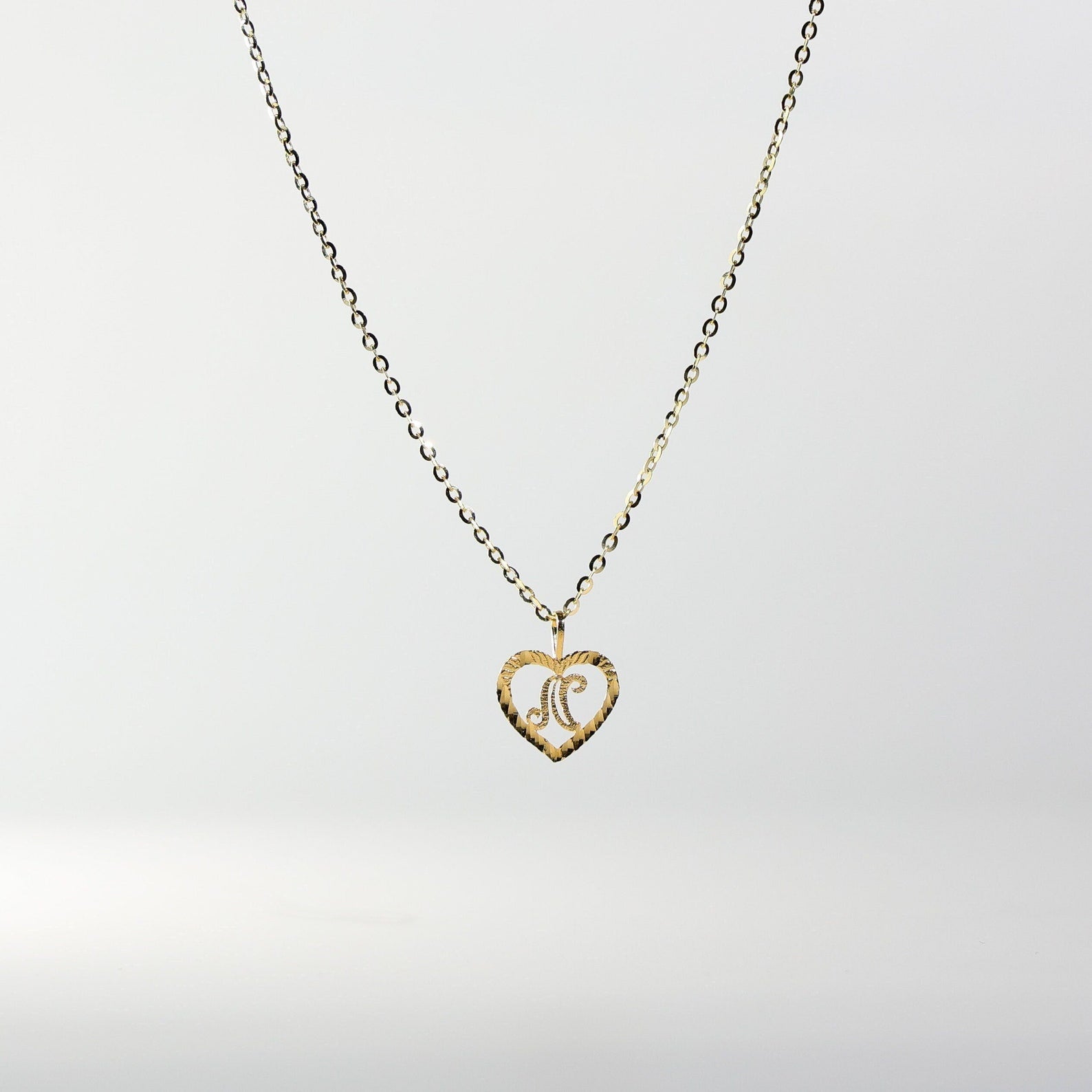 Gold Heart-Shaped Letter N Pendant | A-Z Pendants - Charlie & Co. Jewelry