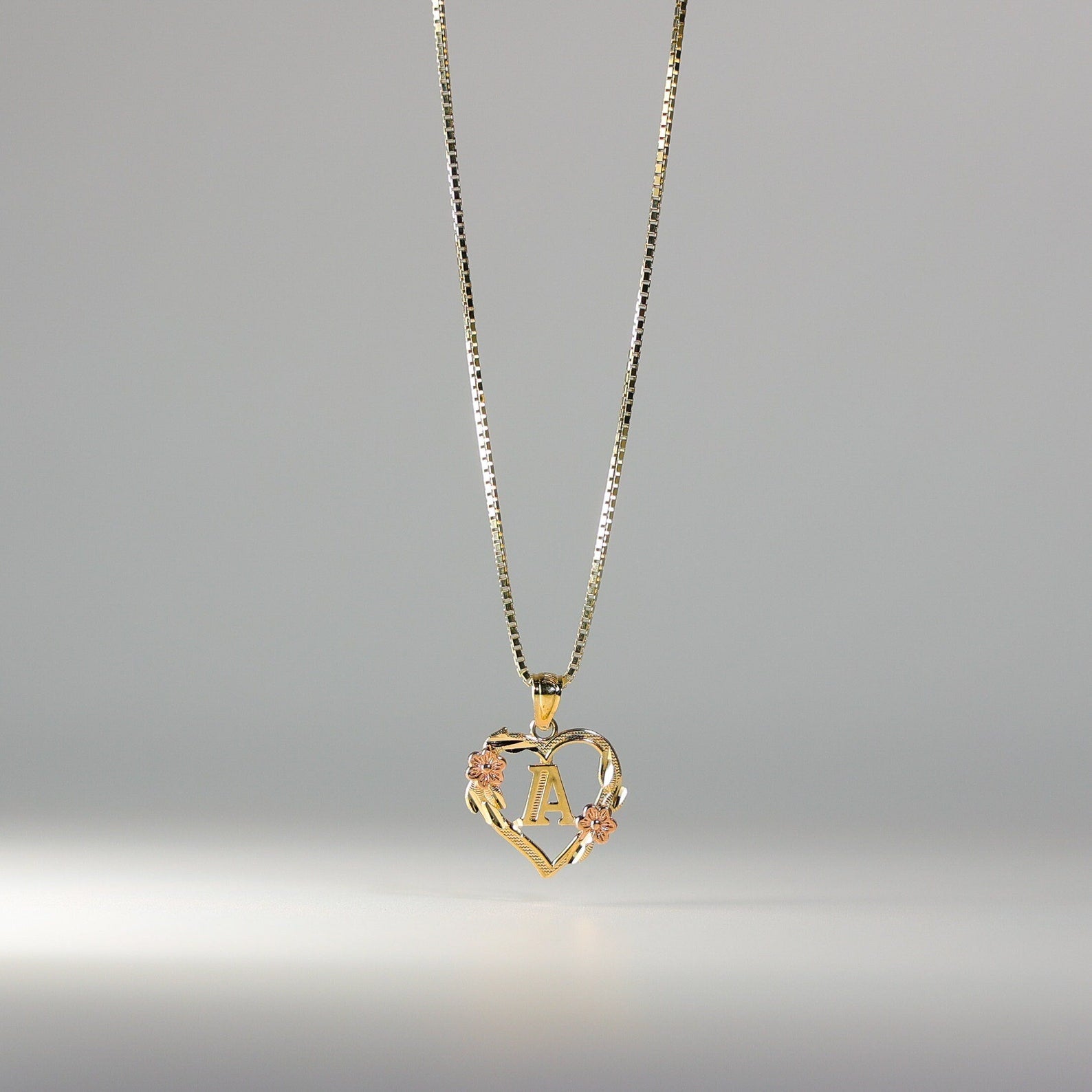 Gold Heart Initial A Pendant | A-Z Pendants - Charlie & Co. Jewelry