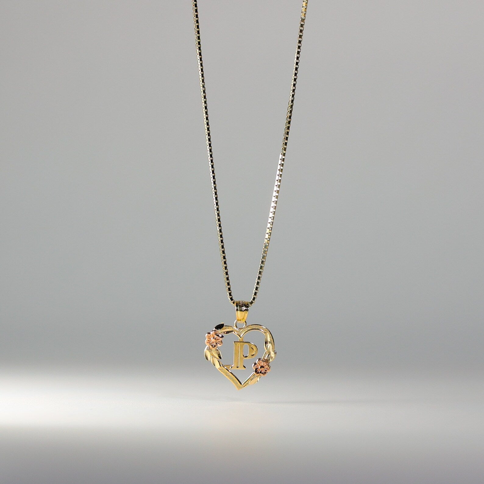 Gold Heart Initial P Pendant | A-Z Pendants - Charlie & Co. Jewelry