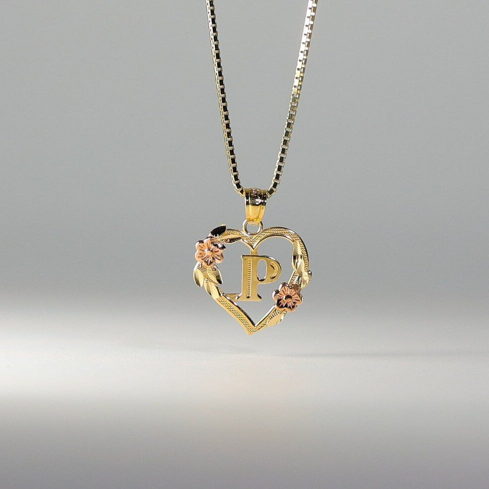 Gold Heart Initial P Pendant | A-Z Pendants - Charlie & Co. Jewelry