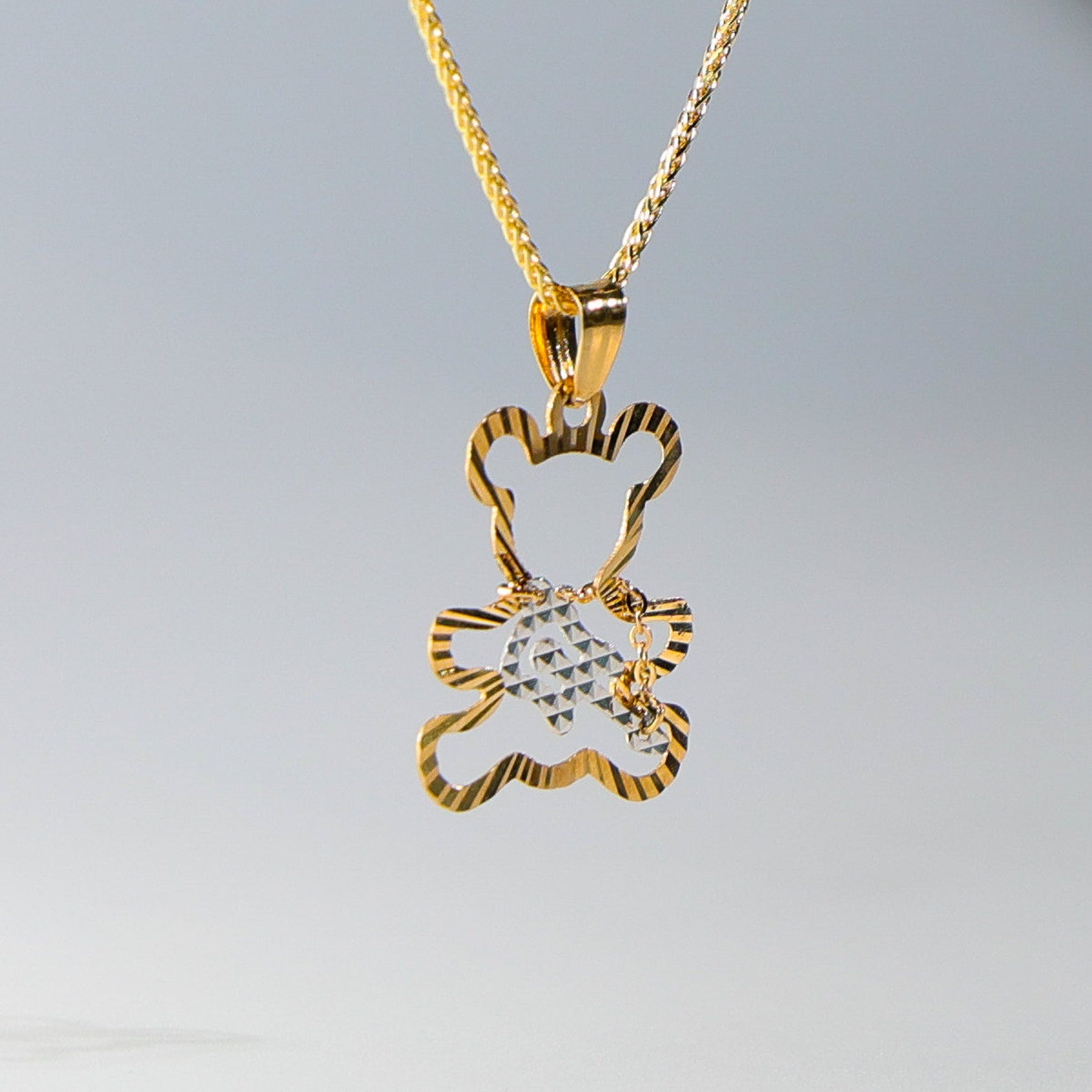 Gold Teddy Bear with Guitar Pendant Model-797 - Charlie & Co. Jewelry