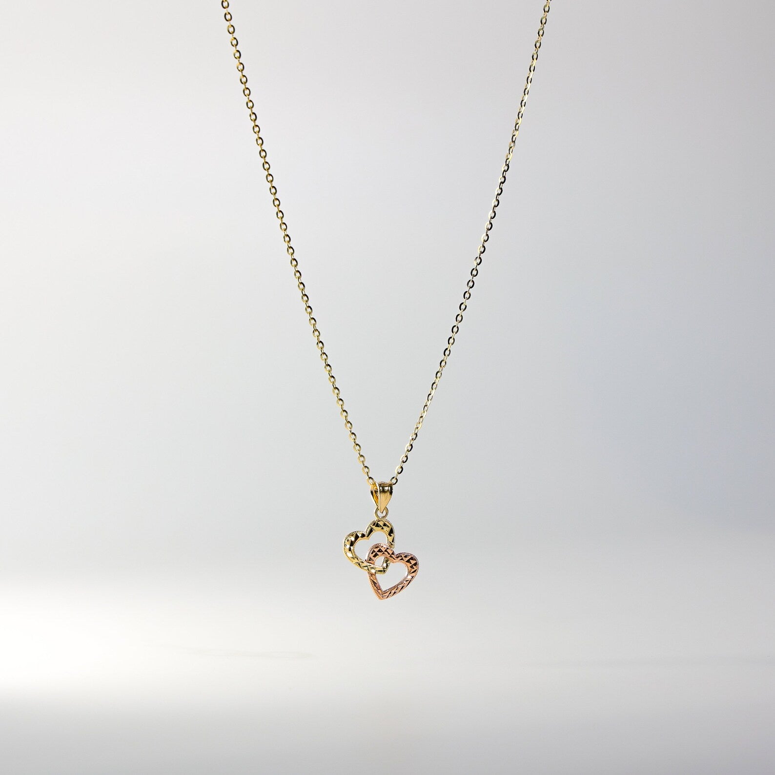 Gold Double Heart Pendant Model-437 - Charlie & Co. Jewelry