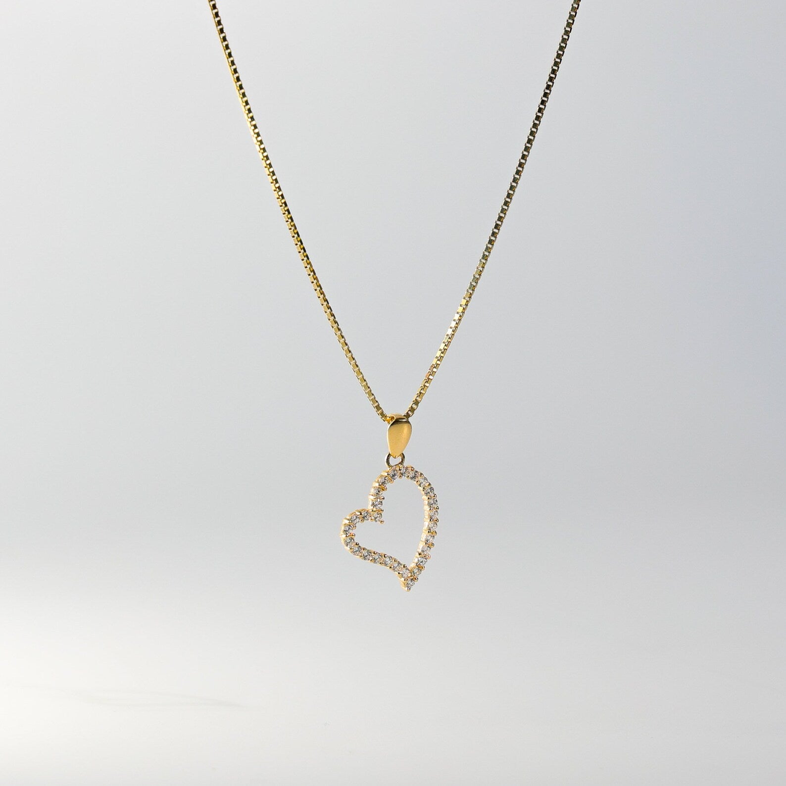 Gold Open Heart Pendant With Cubic Zirconia Model-583 - Charlie & Co. Jewelry