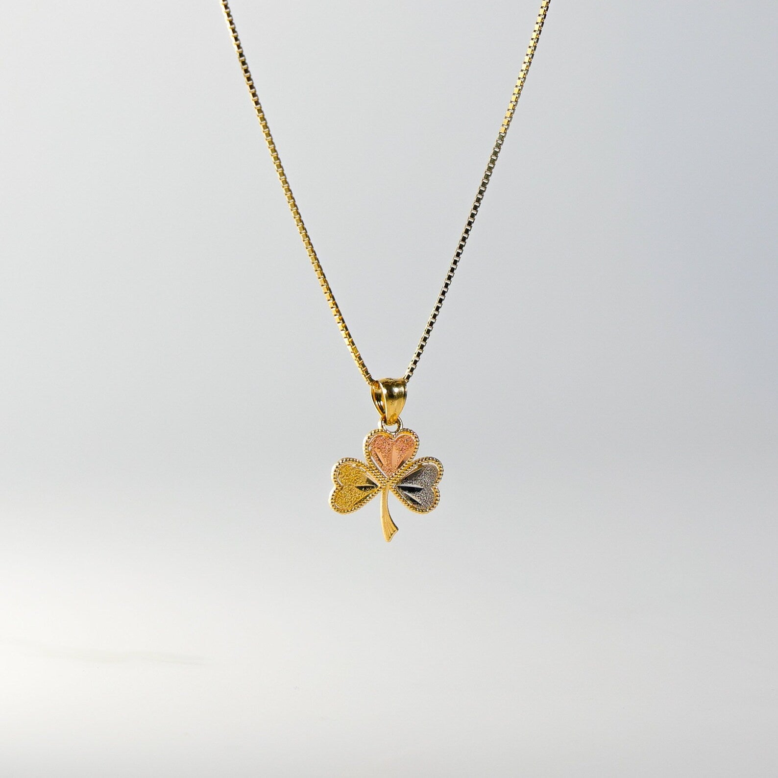 Gold Heart Clover Pendant Three-Tones Model-1933 - Charlie & Co. Jewelry
