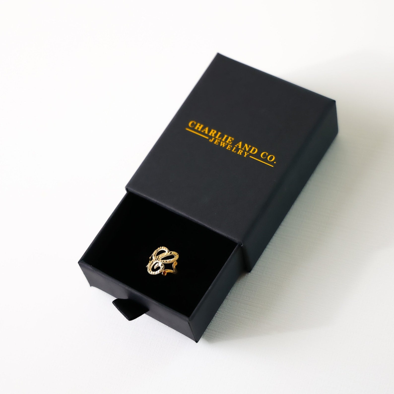 14K Gold Cursive Initial "C" Ring - Charlie & Co. Jewelry