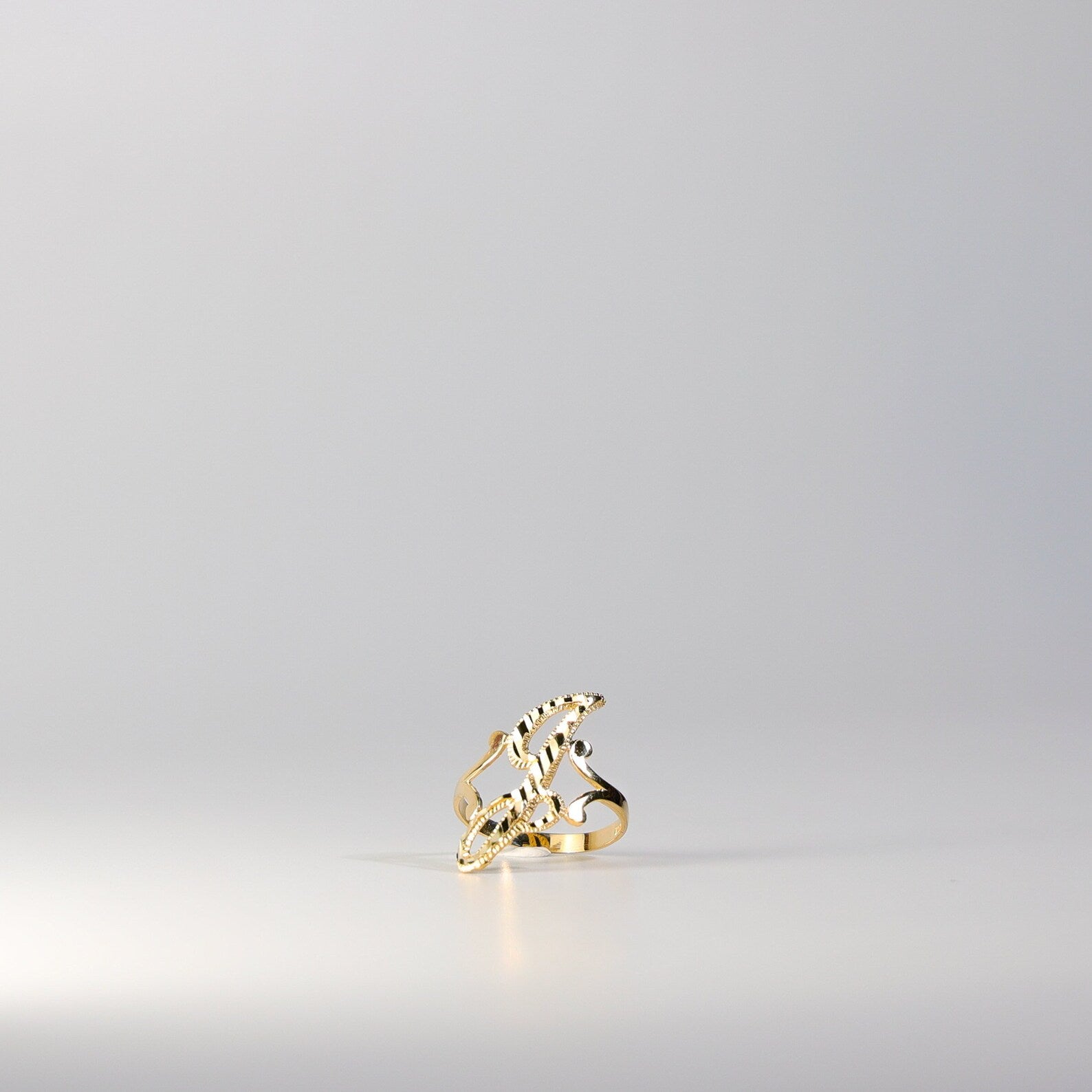 14K Gold Cursive Initial "J" Ring - Charlie & Co. Jewelry