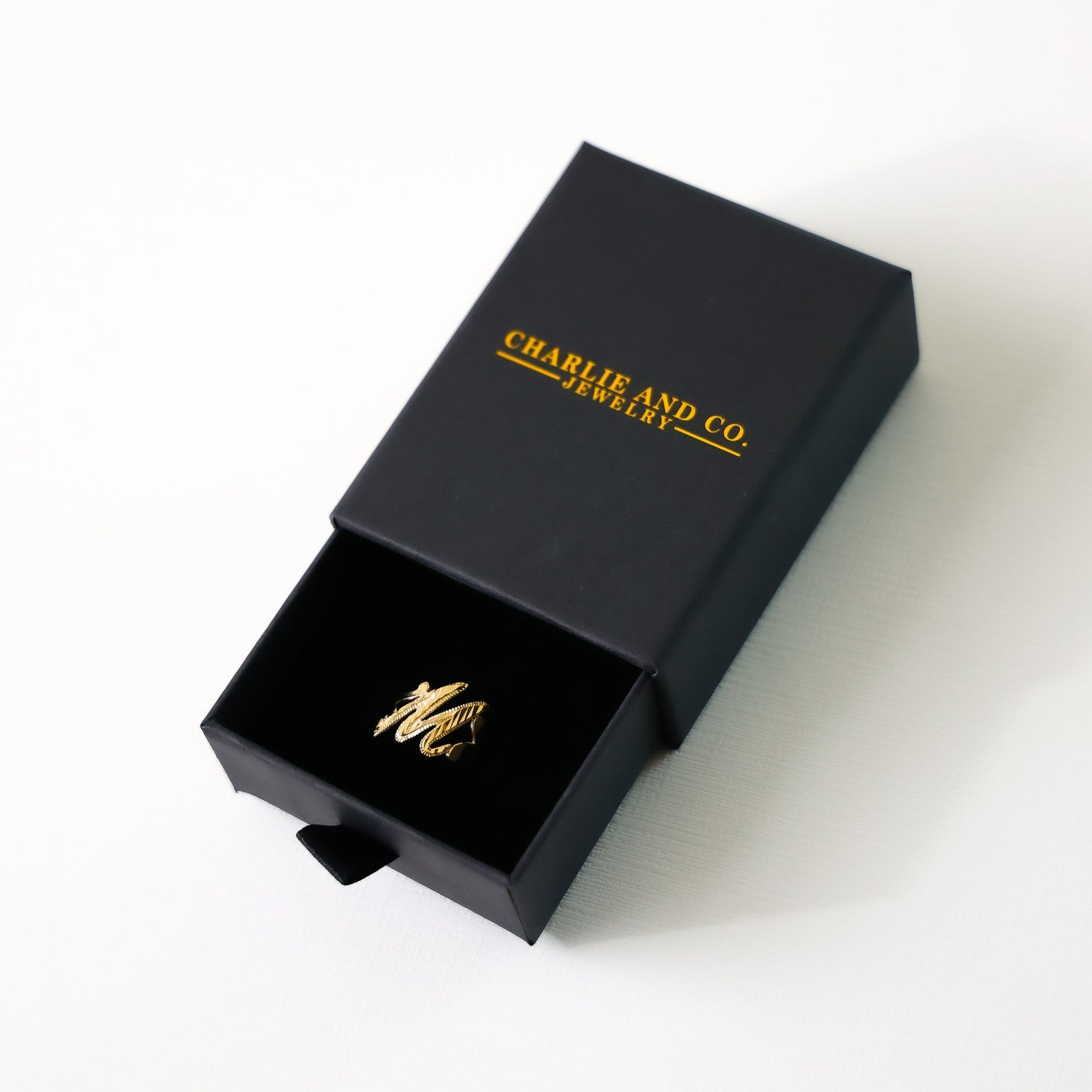 14K Gold Cursive Initial "M" Ring - Charlie & Co. Jewelry