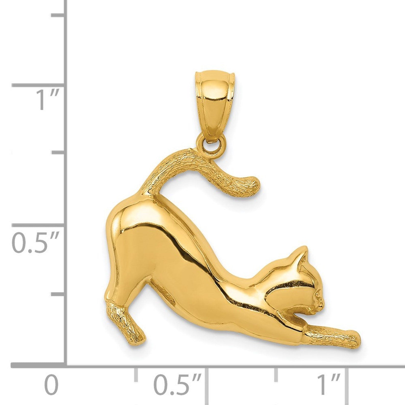 Gold Stretching Cat Pendant - Charlie & Co. Jewelry