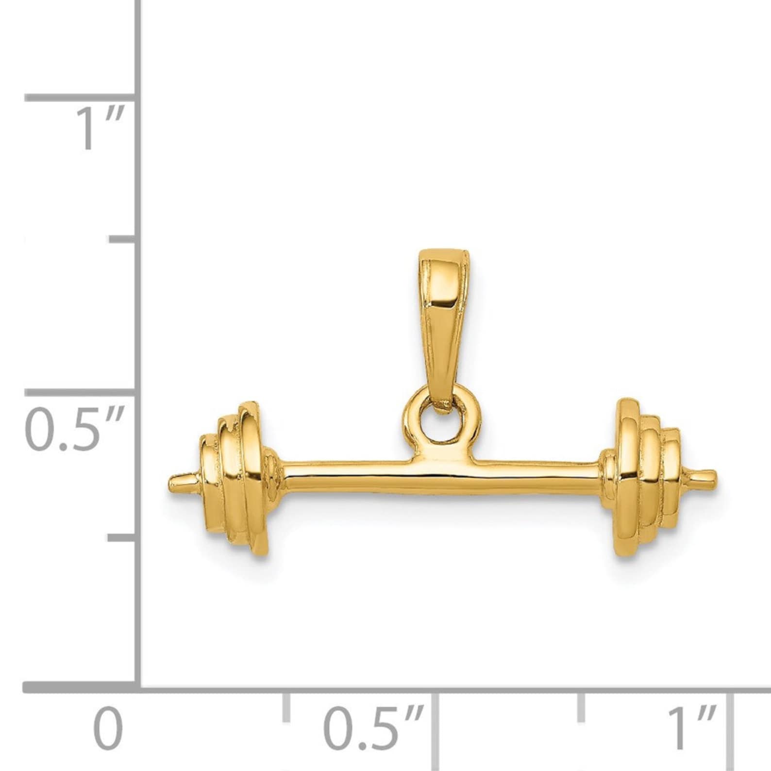 Gold 3D Barbell Pendant - Charlie & Co. Jewelry