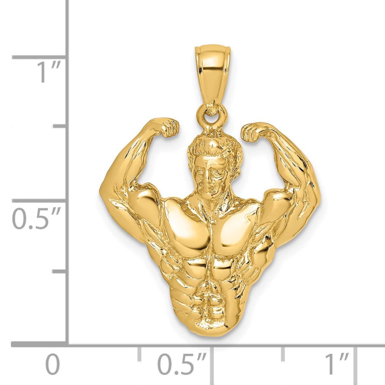 Gold 3D Bodybuilder Waist-Up Pendant - Charlie & Co. Jewelry