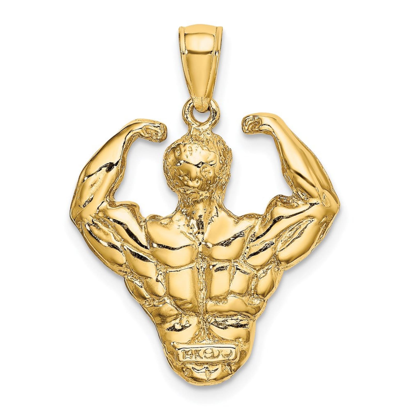 Gold 3D Bodybuilder Waist-Up Pendant - Charlie & Co. Jewelry