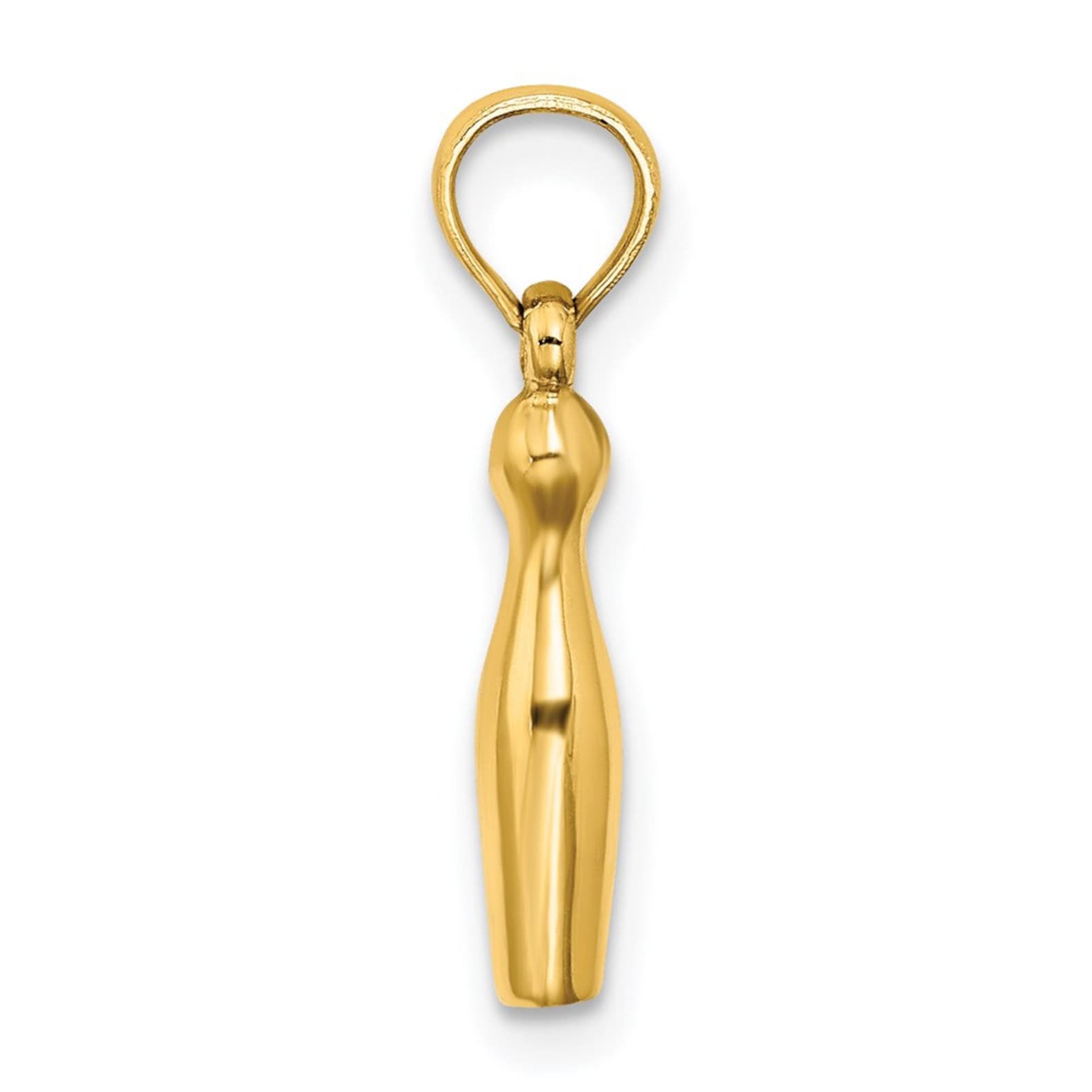 Gold 3D Bowling Pin Pendant - Charlie & Co. Jewelry