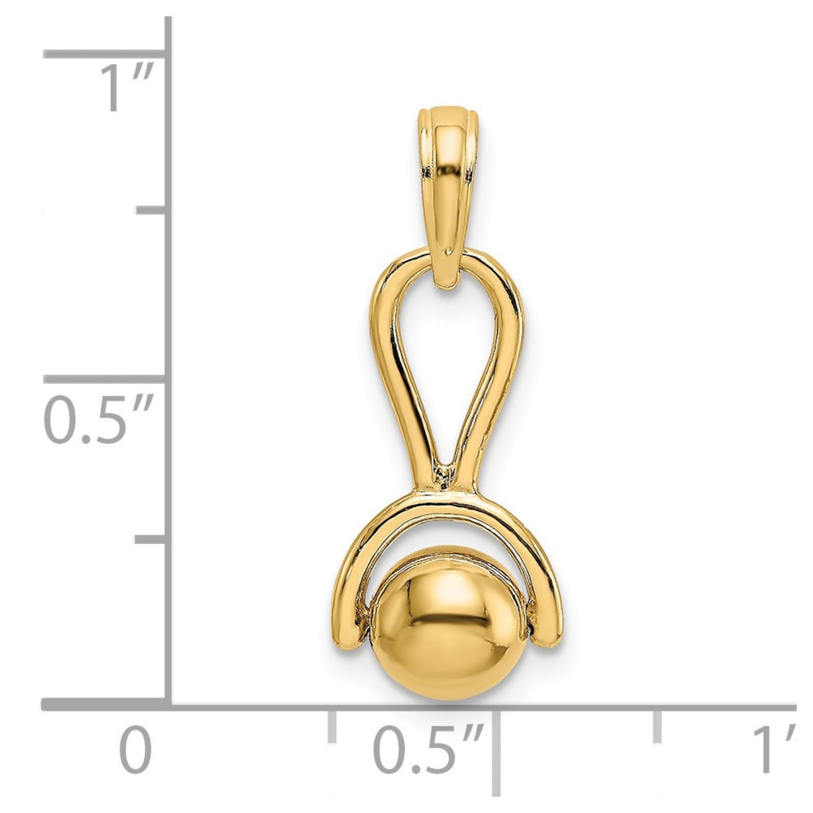 Gold 3D Baby Rattle Pendant with Moveable Ball - Charlie & Co. Jewelry