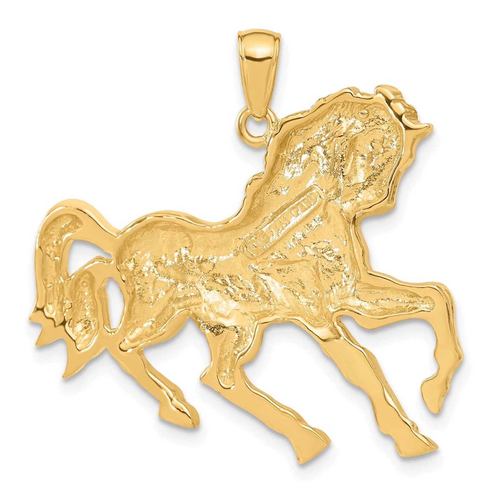 Gold Galloping Horse Pendant - Charlie & Co. Jewelry