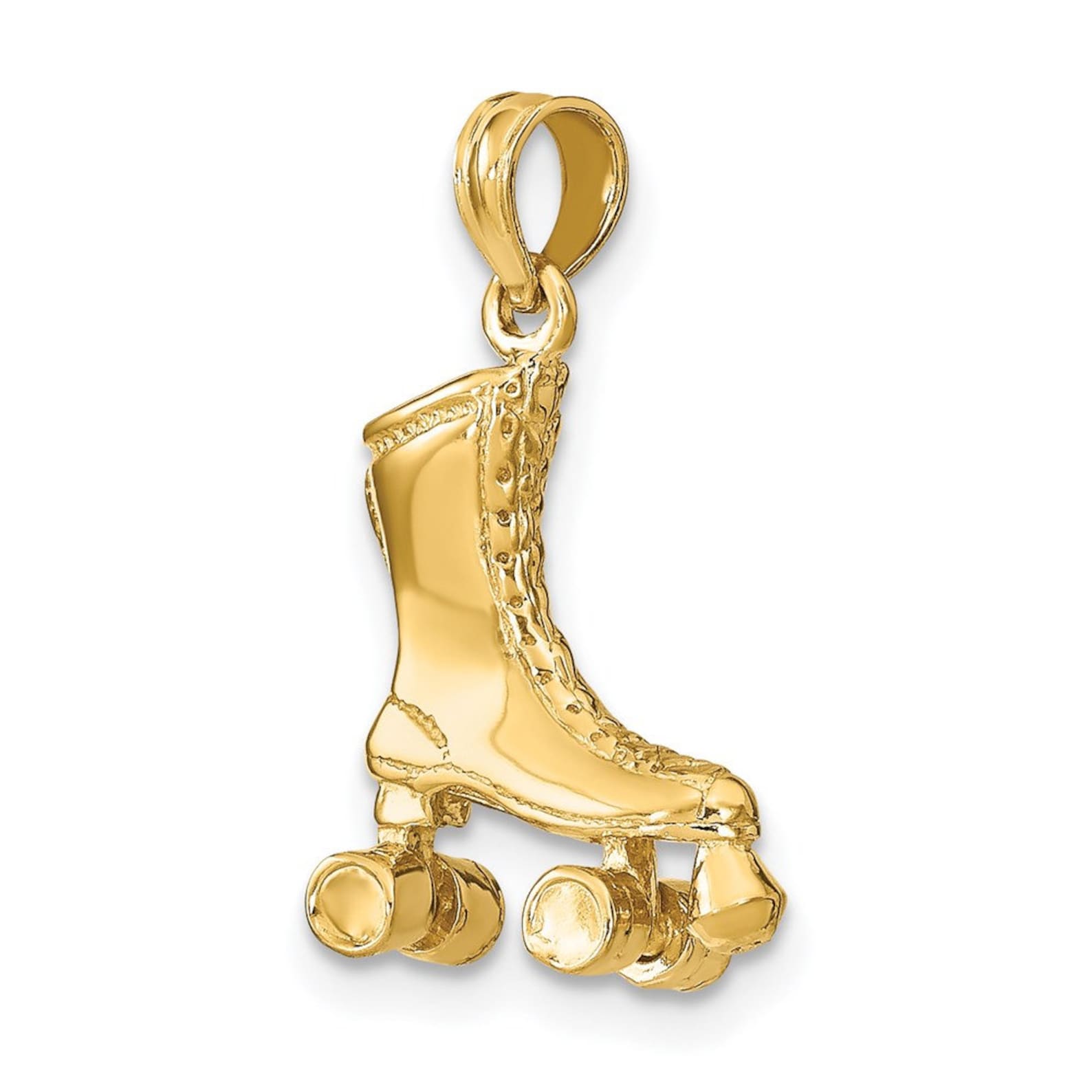 Gold 3D Roller Skate Pendant - Charlie & Co. Jewelry
