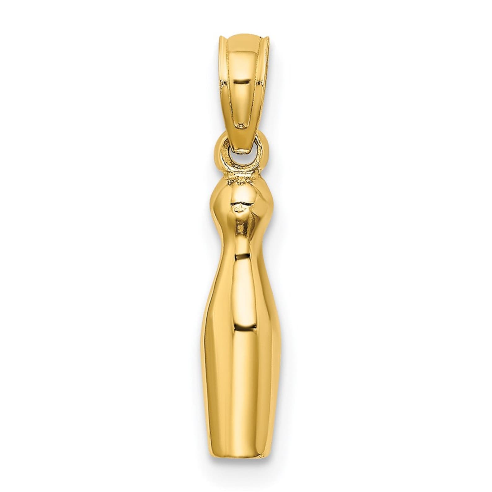 Gold 3D Bowling Pin Pendant - Charlie & Co. Jewelry