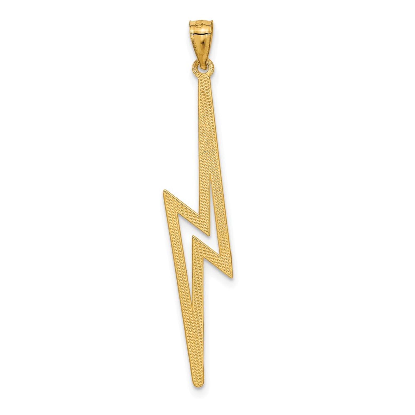 Gold Diamond-Cut Polished Lightning Bolt Pendant - Charlie & Co. Jewelry