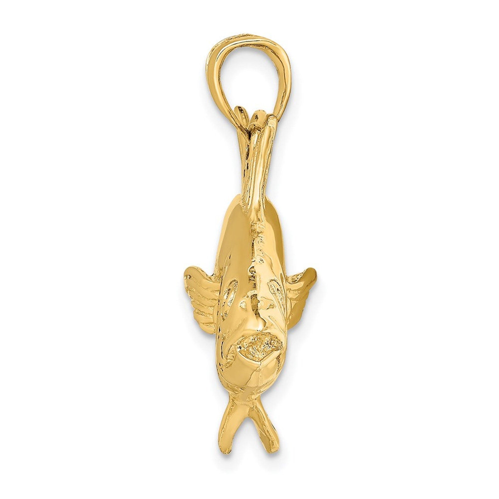 14K Gold 3D Polished Skipjack Tuna Fish Pendant - Charlie & Co. Jewelry