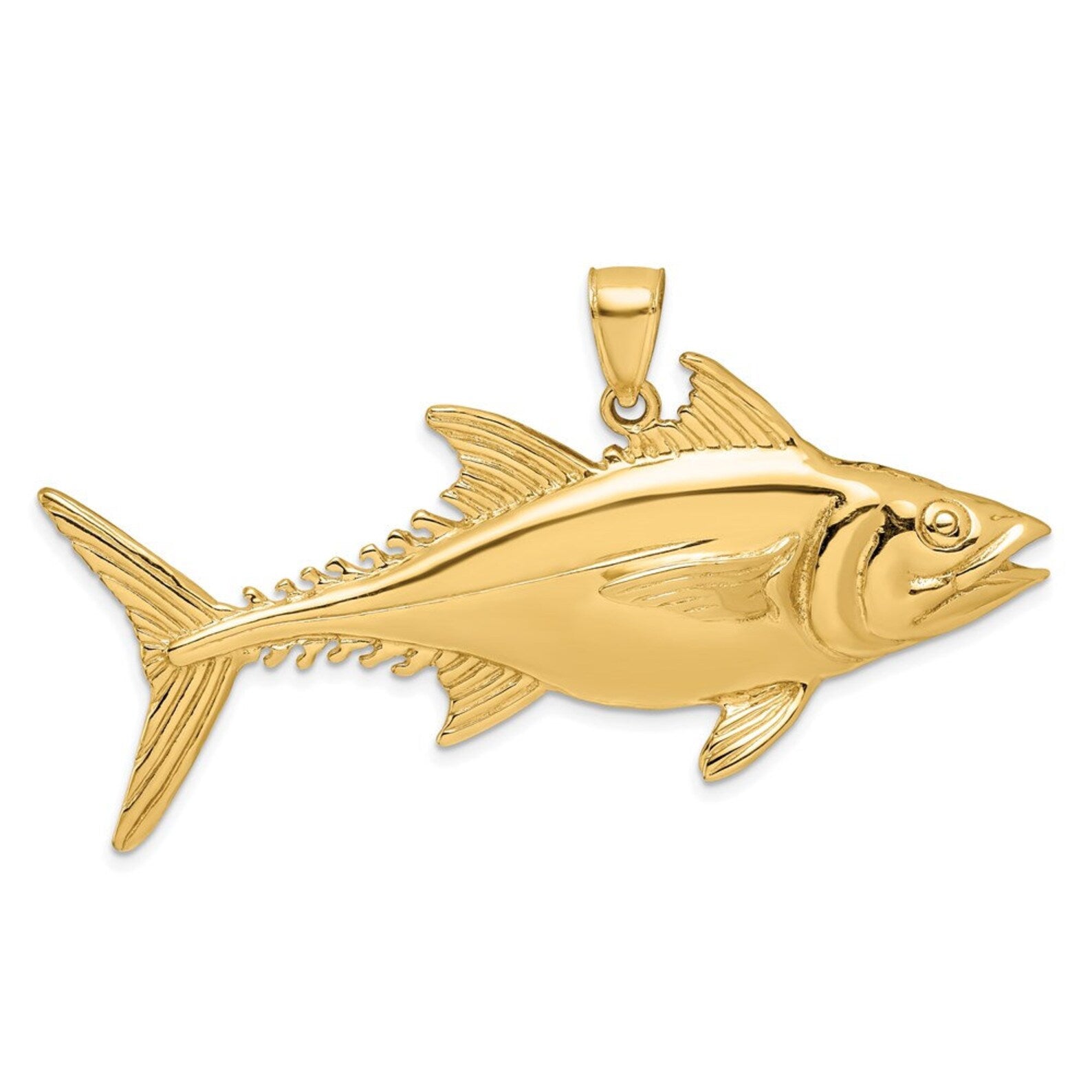 14K Gold 3D Polished Skipjack Tuna Fish Pendant - Charlie & Co. Jewelry