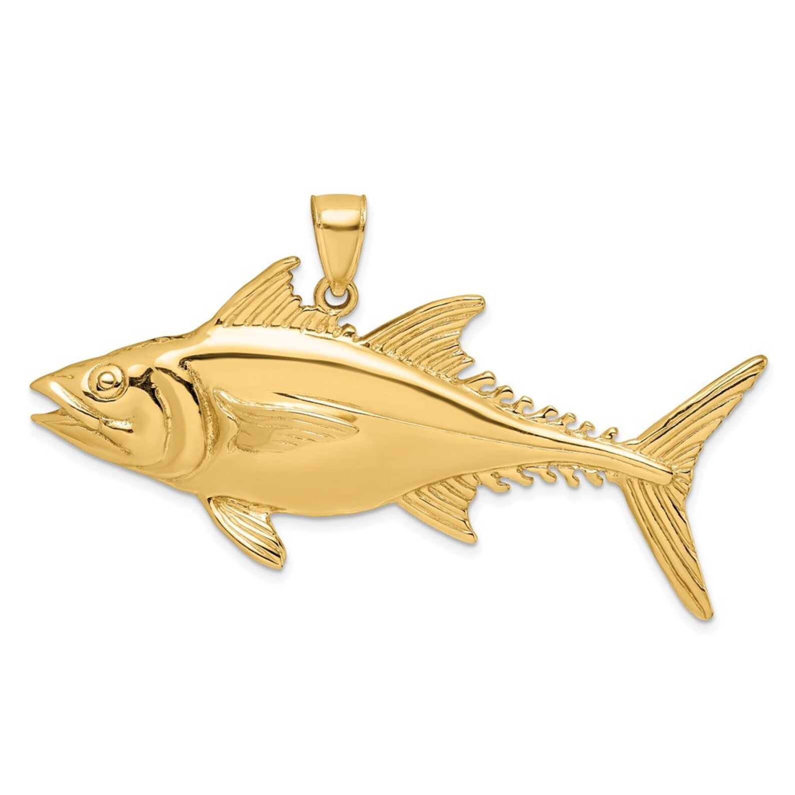 14K Gold 3D Polished Skipjack Tuna Fish Pendant - Charlie & Co. Jewelry