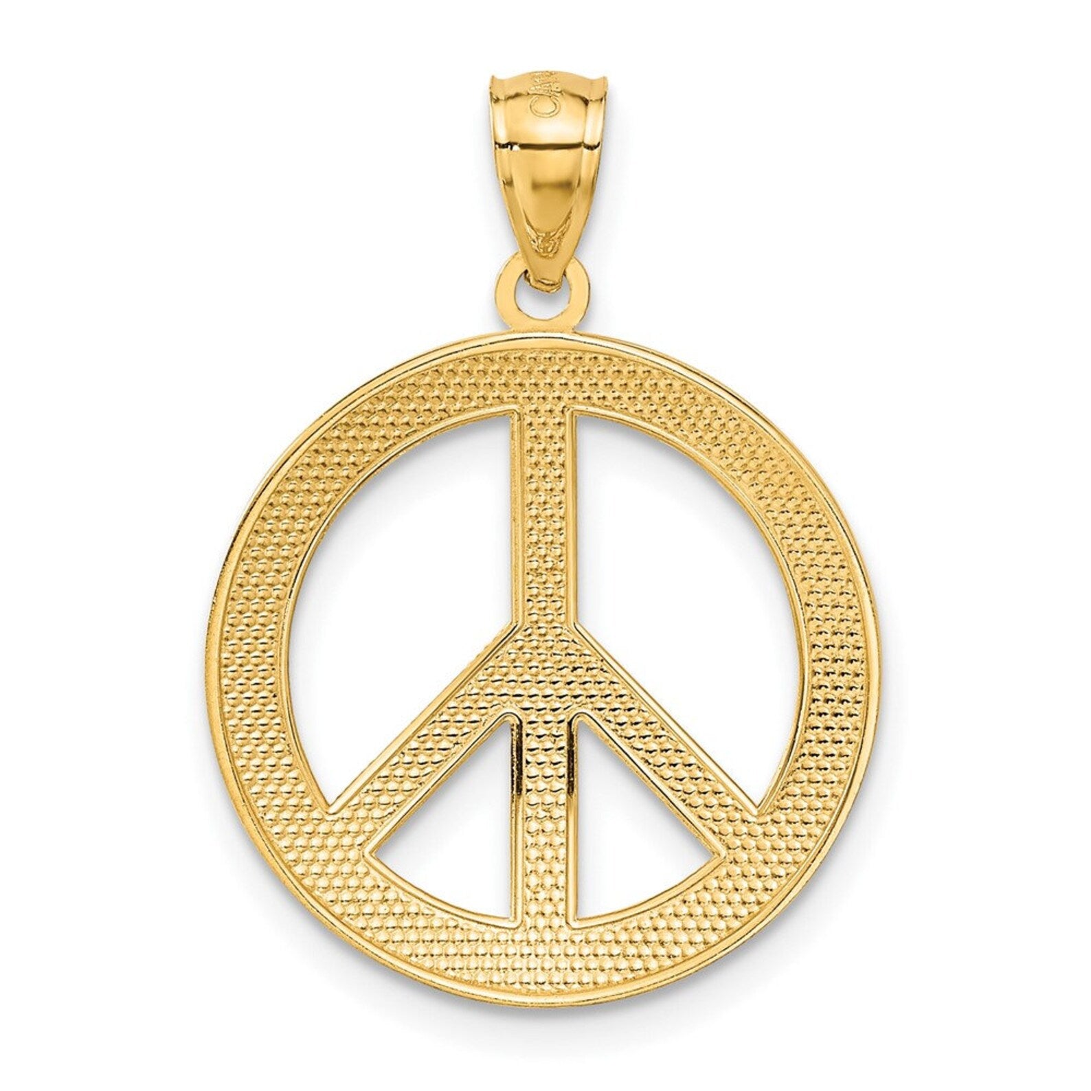 Gold 'Peace Love Faith Hope' Peace Sign Pendant Model-C4170 - Charlie & Co. Jewelry