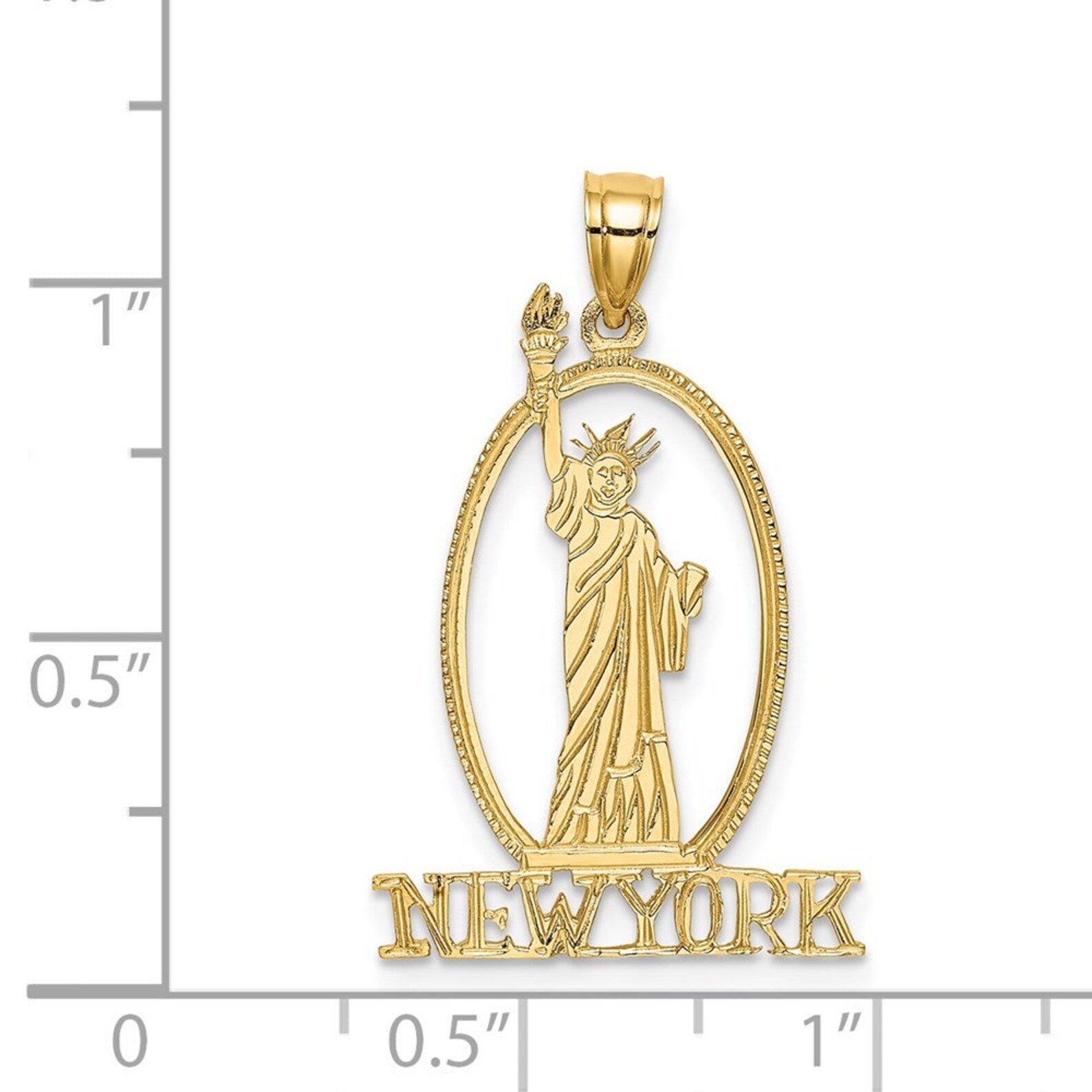 Gold New York with Statue of Liberty Charm Model-C3073 - Charlie & Co. Jewelry