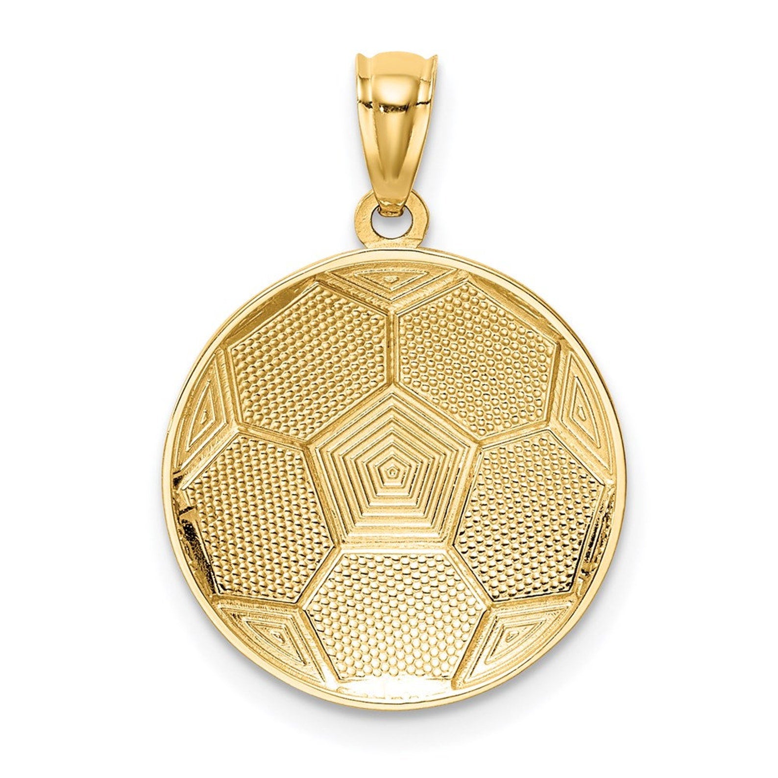 Gold Textured Soccer Ball Pendant Model-C4631 - Charlie & Co. Jewelry