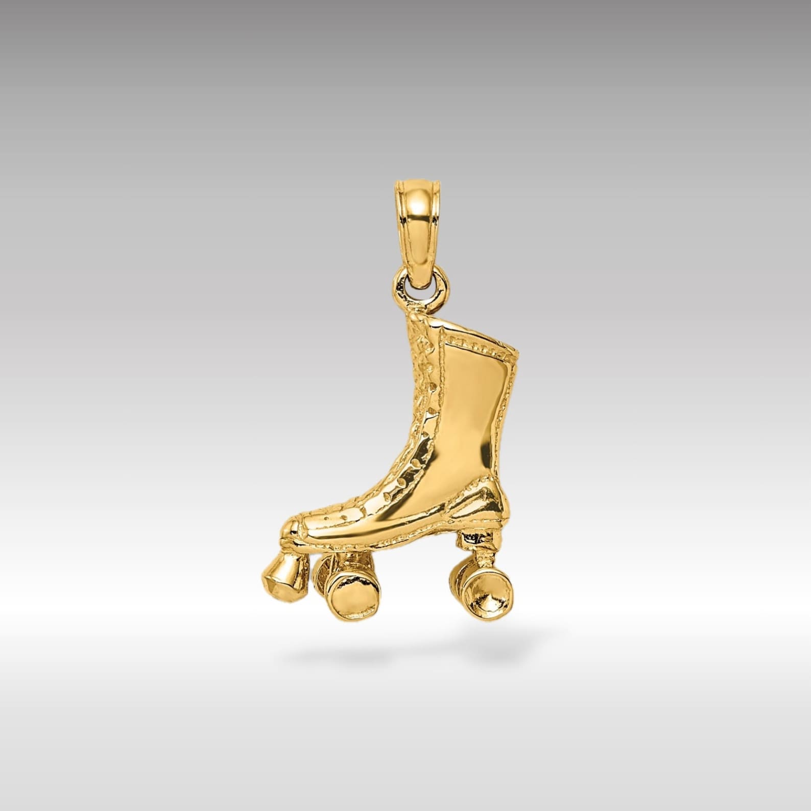 Gold 3D Roller Skate Pendant - Charlie & Co. Jewelry
