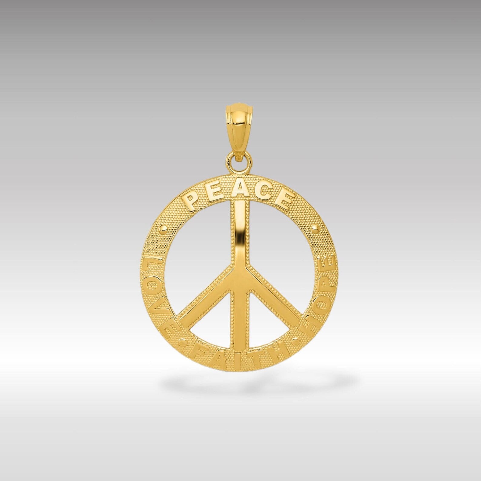 Peace and Love Sign Pendant 14k Yellow Gold Pendant - Peace and shops Love Pendant