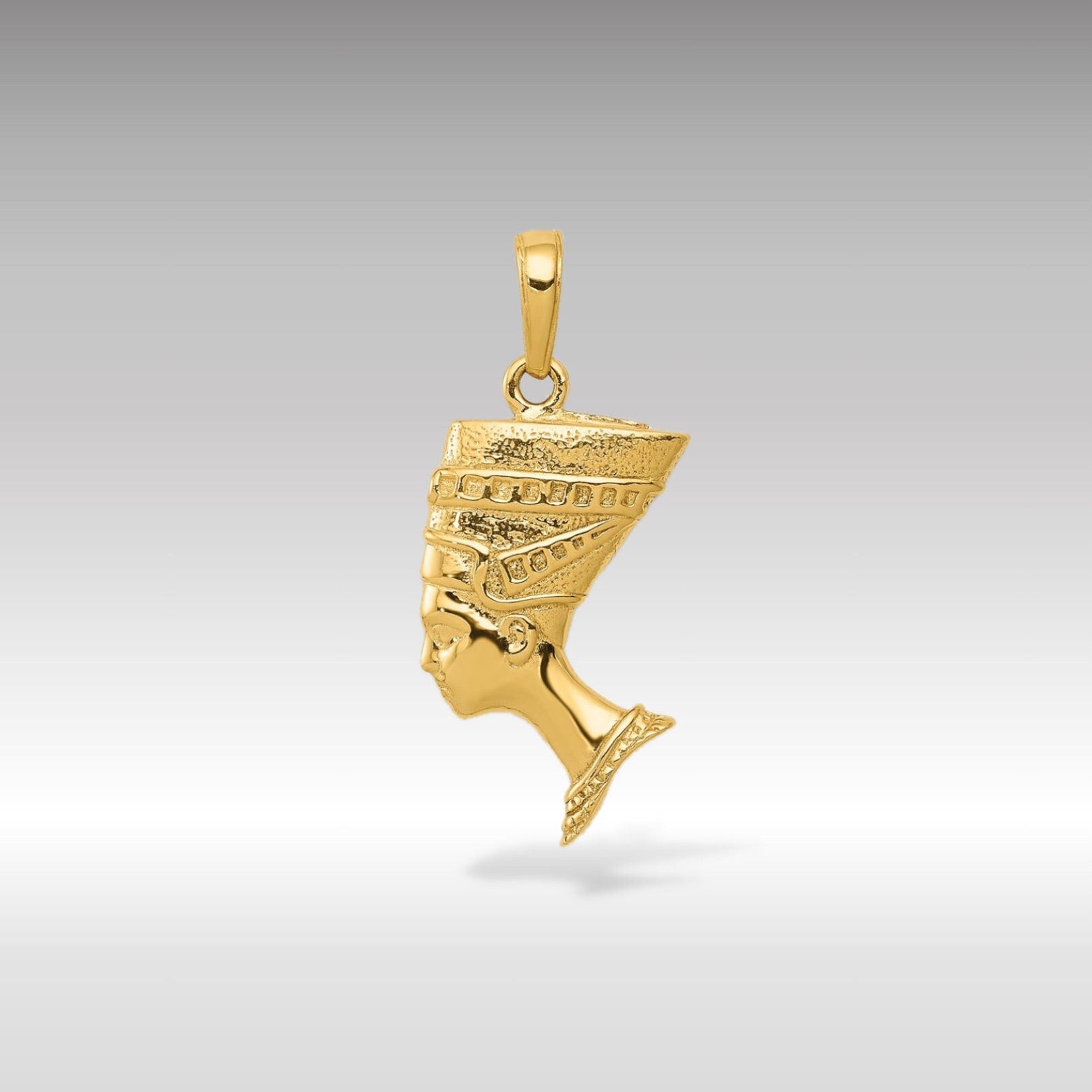 Gold Large 3D Nefertiti Pendant Model-C3069 - Charlie & Co. Jewelry