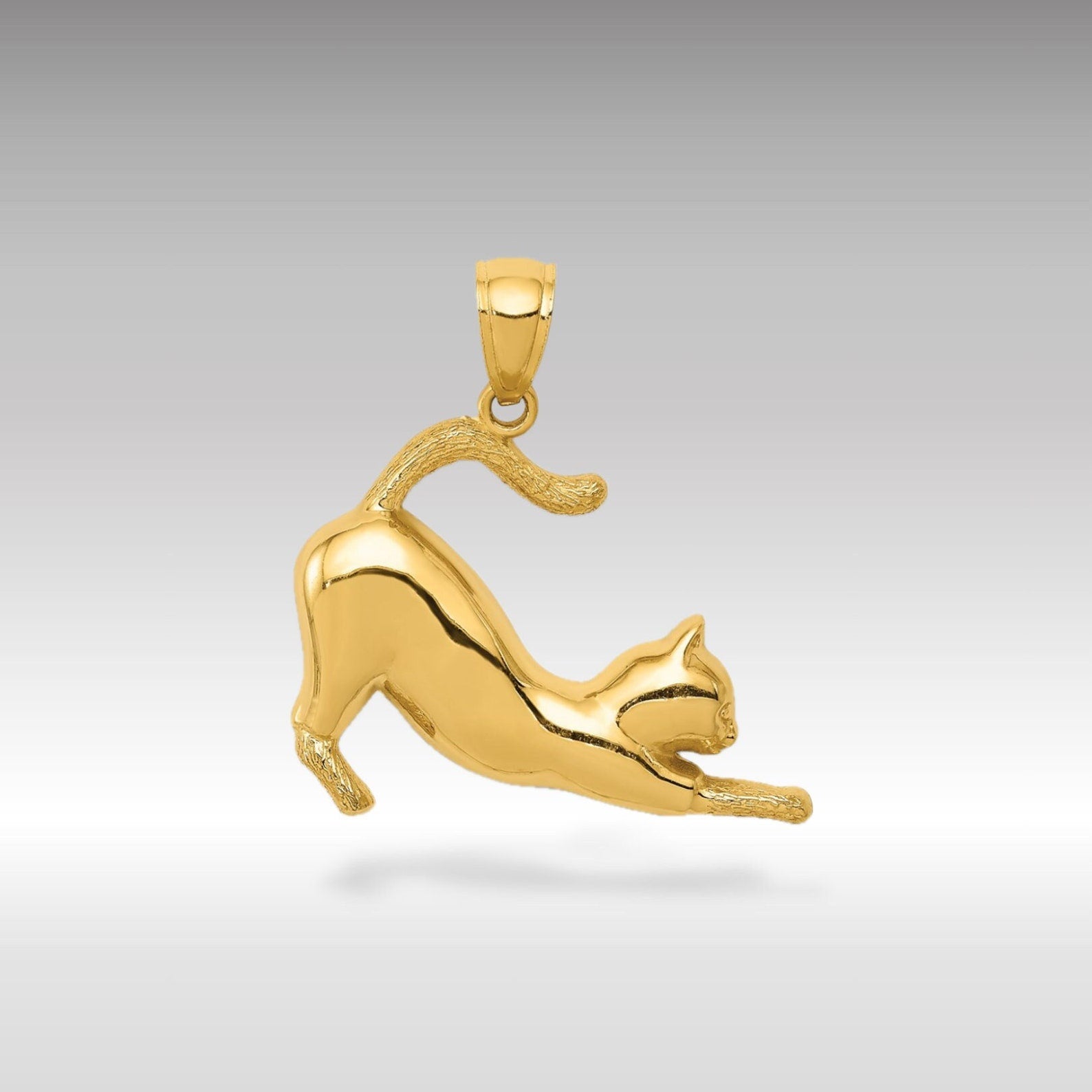Gold Stretching Cat Pendant - Charlie & Co. Jewelry